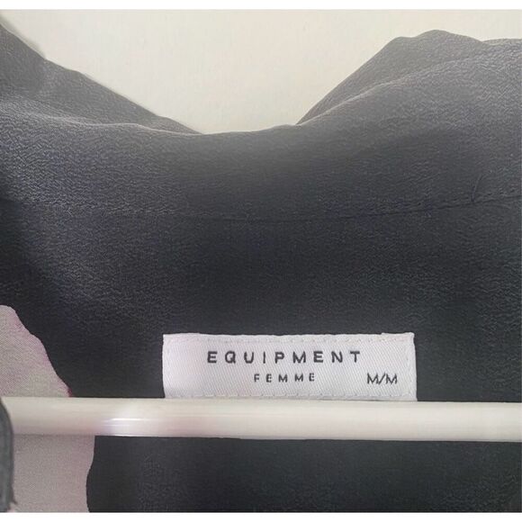 Equipment black Kerry silk flower floral dress size medium - Picture 4 of 6